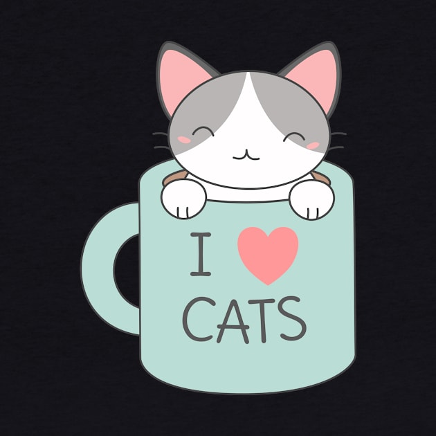 Kawaii I love cats kitten t-shirt by happinessinatee